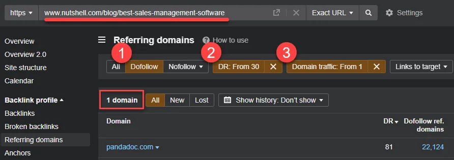 RD report - referring domain