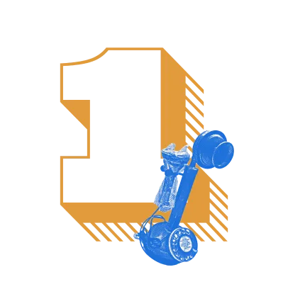 Number 1 with a vintage telephone beside it.