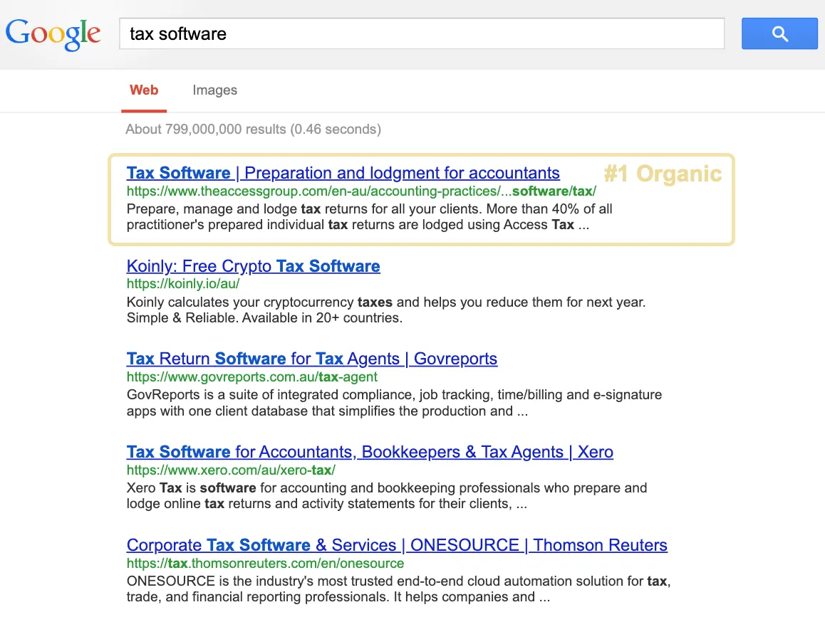 Example of what the old search results page looked like