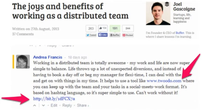 Twoodo blog commenting
