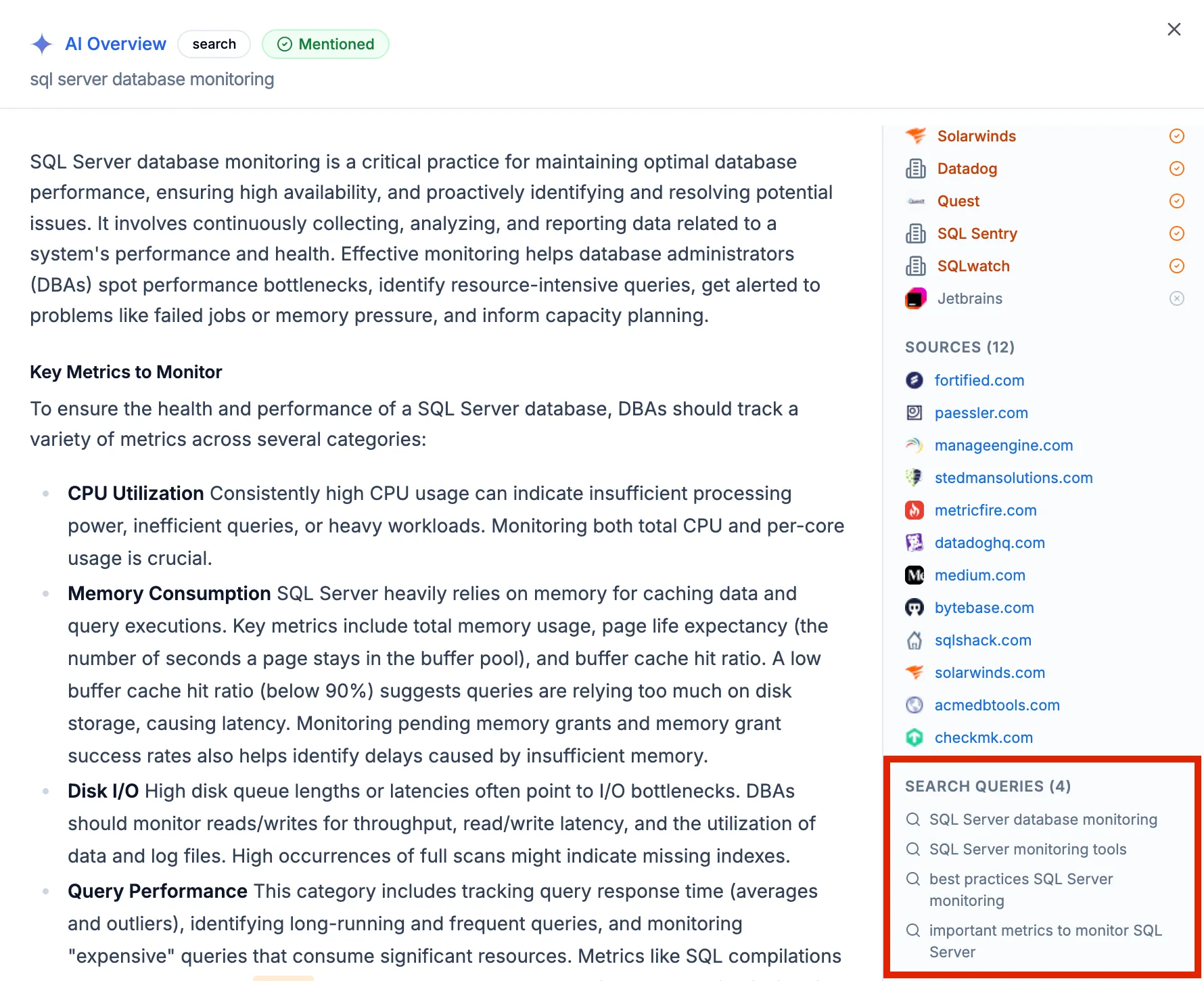 Google AI Overview showing 4 grounding search queries