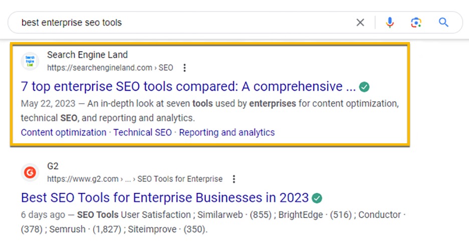 #1 organic result from Search Engine Land is not showing in the SGE carousel