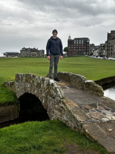 Robbie, leader of marketing and SEO strategy, on golf course in Scotland